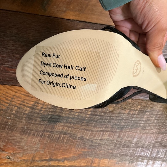 Michael Kors Nadia Black Haircalf Snakeskin T-Strap Heels Sandals Size 10M - Picture 12 of 13